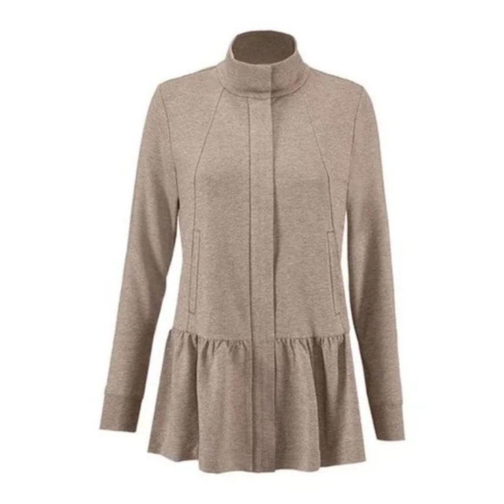 Cabi Tan Peplum Zip Up Jacket Size Medium Normcore Weekend Topper